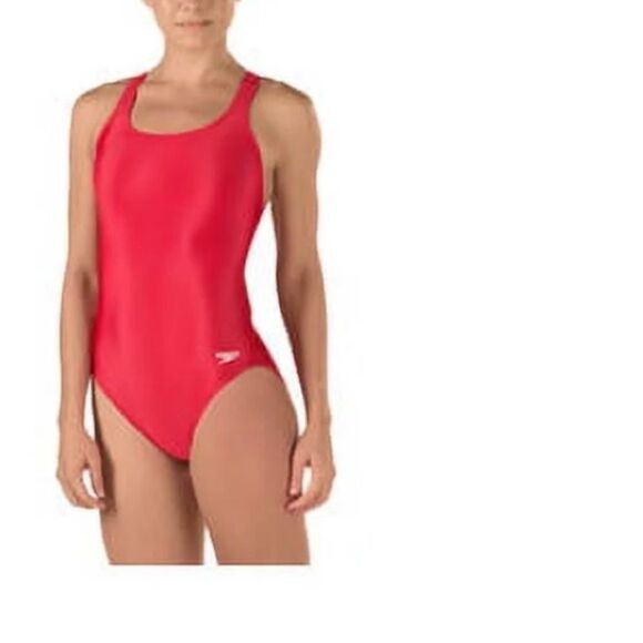 Speedo girls Swimsuit One Piece Prolt Flyback Solid Red, size 28, NWT - Picture 1 of 9